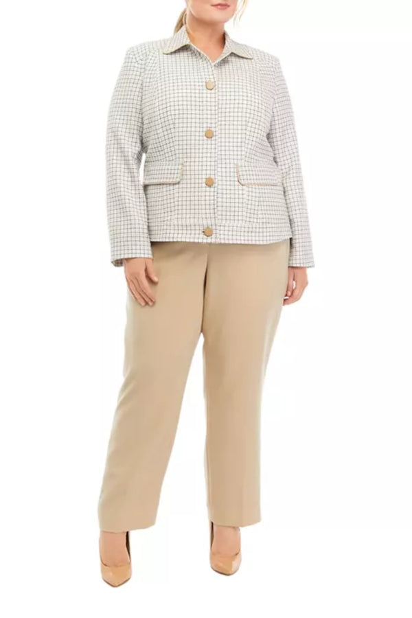 Le Suit 50041449 Long  Plus Size Formal Button Jacket Pant Suit