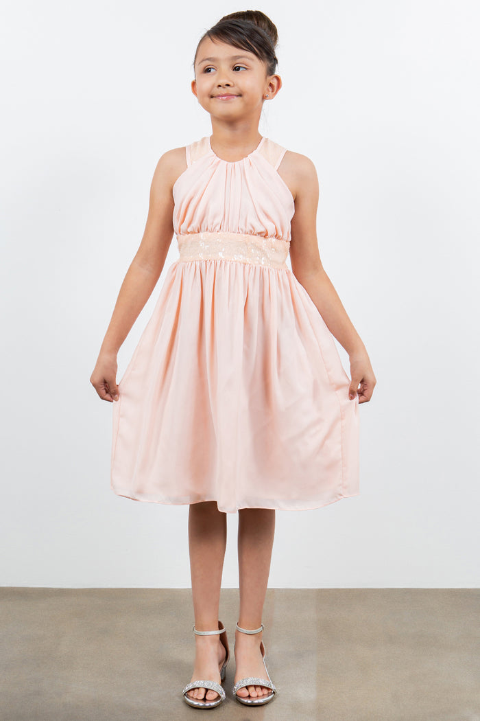 Flower Girl Dresses Short A Line Sequin Flower Girl Dress BlusH