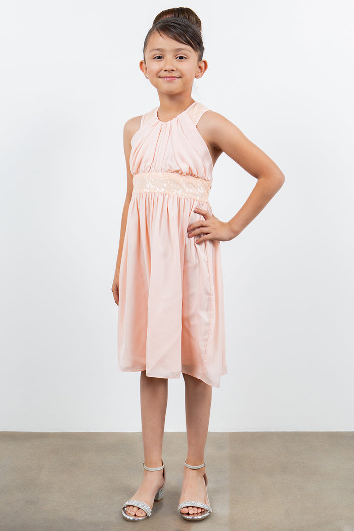 Flower Girl Dresses Short A Line Sequin Flower Girl Dress BlusH