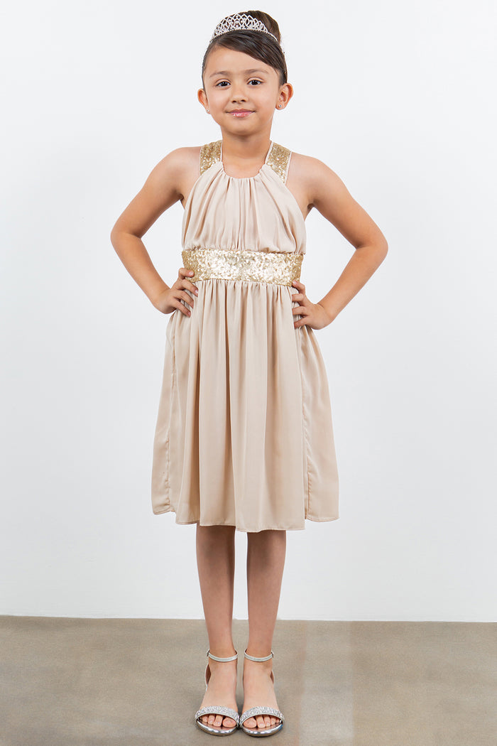 Flower Girl Dresses Short A Line Sequin Flower Girl Dress Champagne