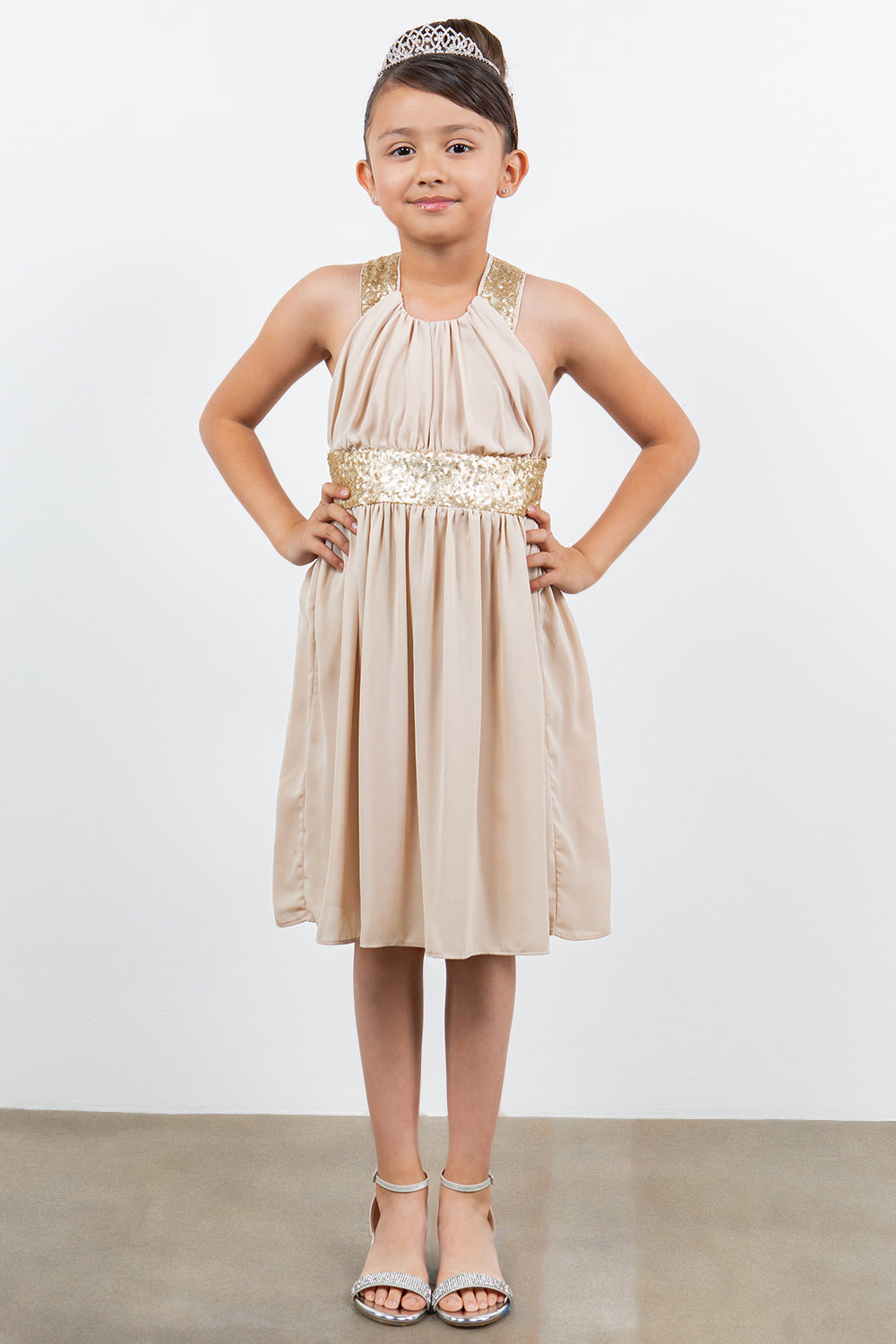 Flower Girl Dresses Short A Line Sequin Flower Girl Dress Champagne