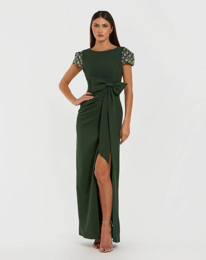 Formal dresses Long Formal Beaded Slit Evening Dress FOREST GREEN