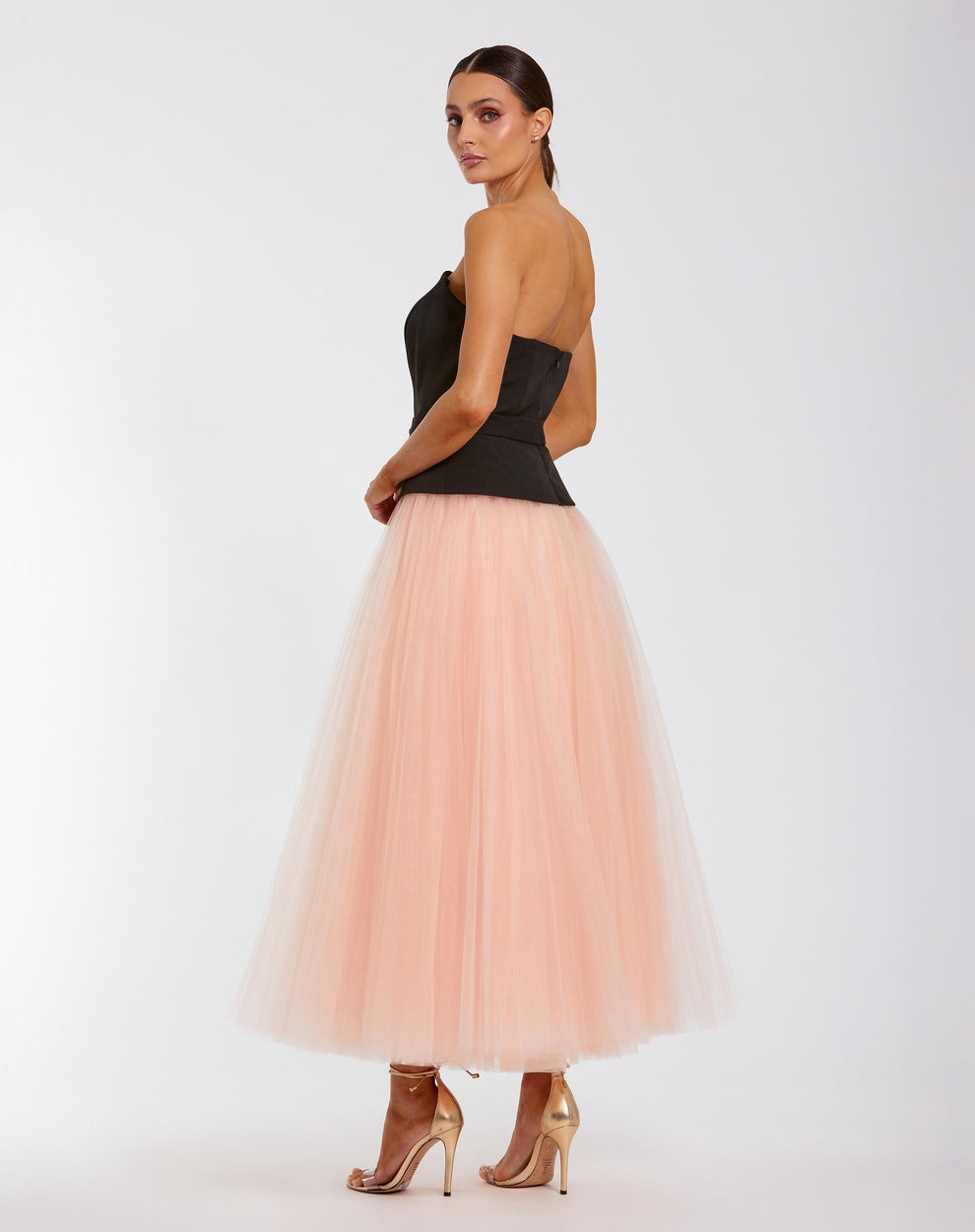 Cocktail Dresses Short A Line Cocktail Tea Length Dress Mac Duggal 50063 Black Pink