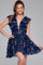 Cocktail Dresses Short Homecoming Floral Print Pleated Cocktail Dress Navy/Print