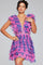 Cocktail Dresses Short Homecoming Floral Print Pleated Cocktail Dress Fuchsia/Print