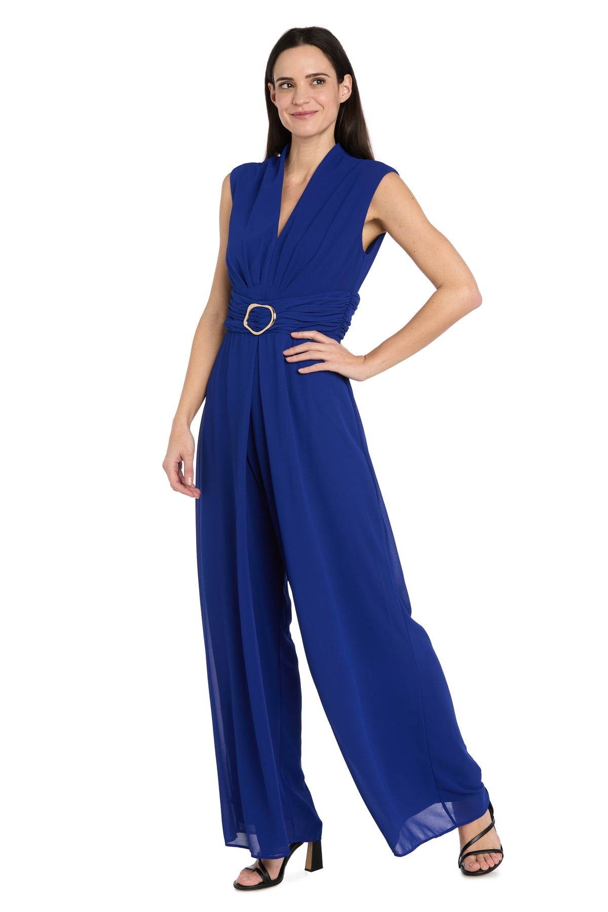 V-Neck Sleeveless Chiffon Jumpsuit by R&M Richards 5006 in Royal