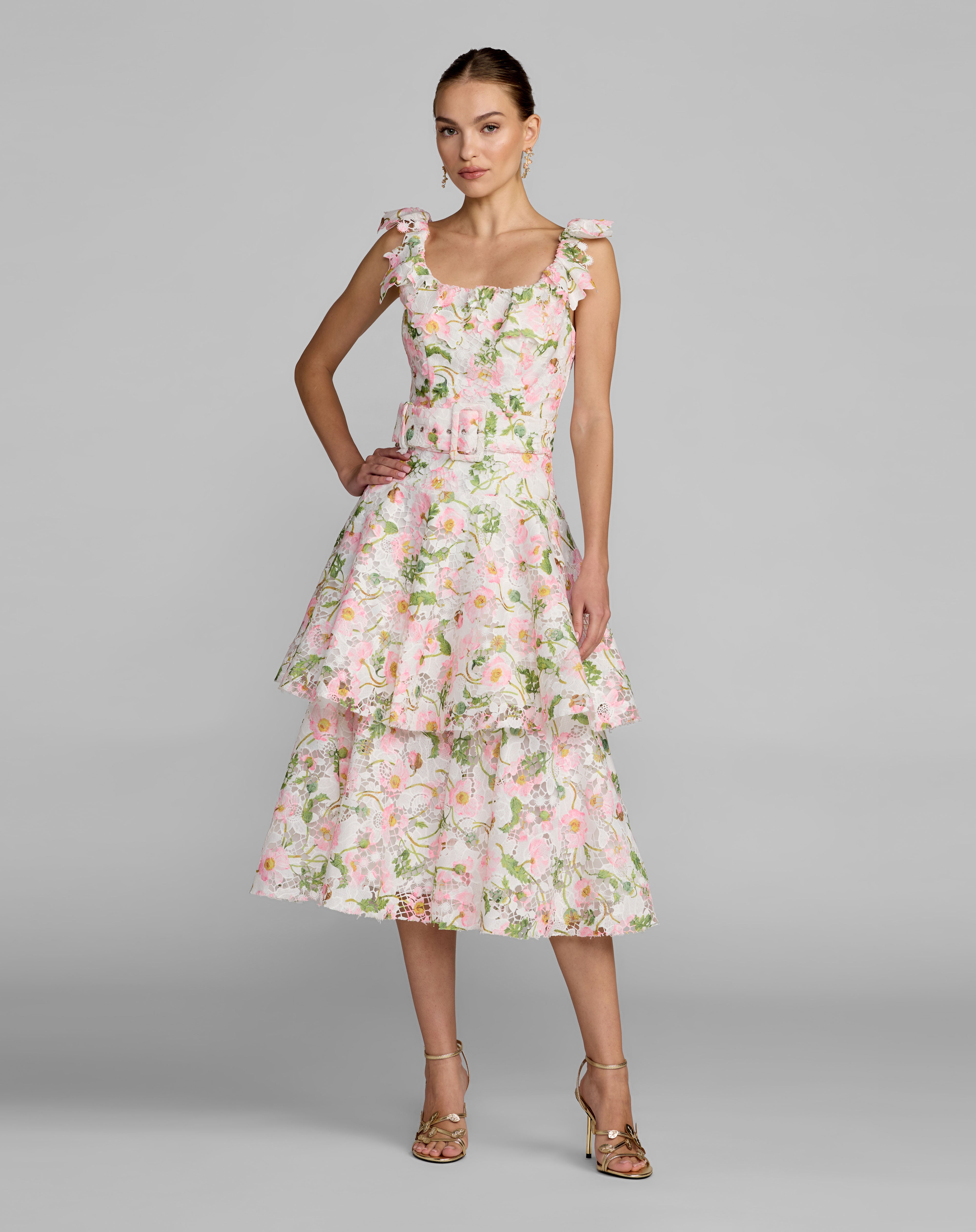 Scoop Tea-Length Lace Cocktail A-Line Mac Duggal 50112