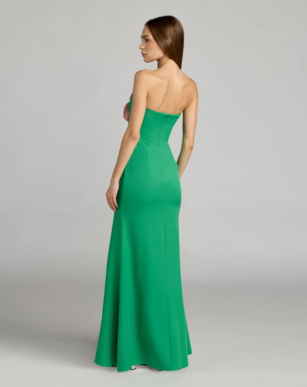 Strapless Long Crepe Prom Dress by Mac Duggal 50122 in Spring Green