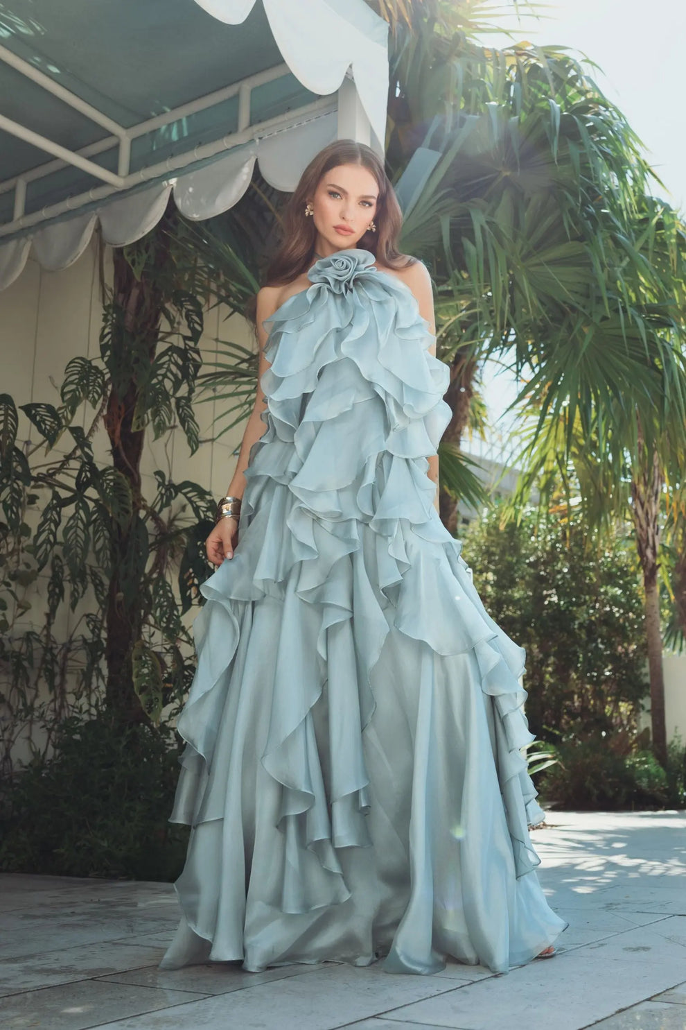Halter Long Organza Prom Dress by Mac Duggal 50138