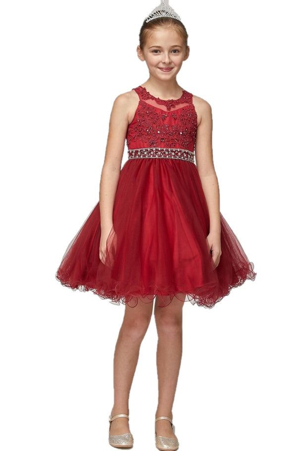 Cinderella Couture 5013 Short Beaded Lace Flower Girl Dress