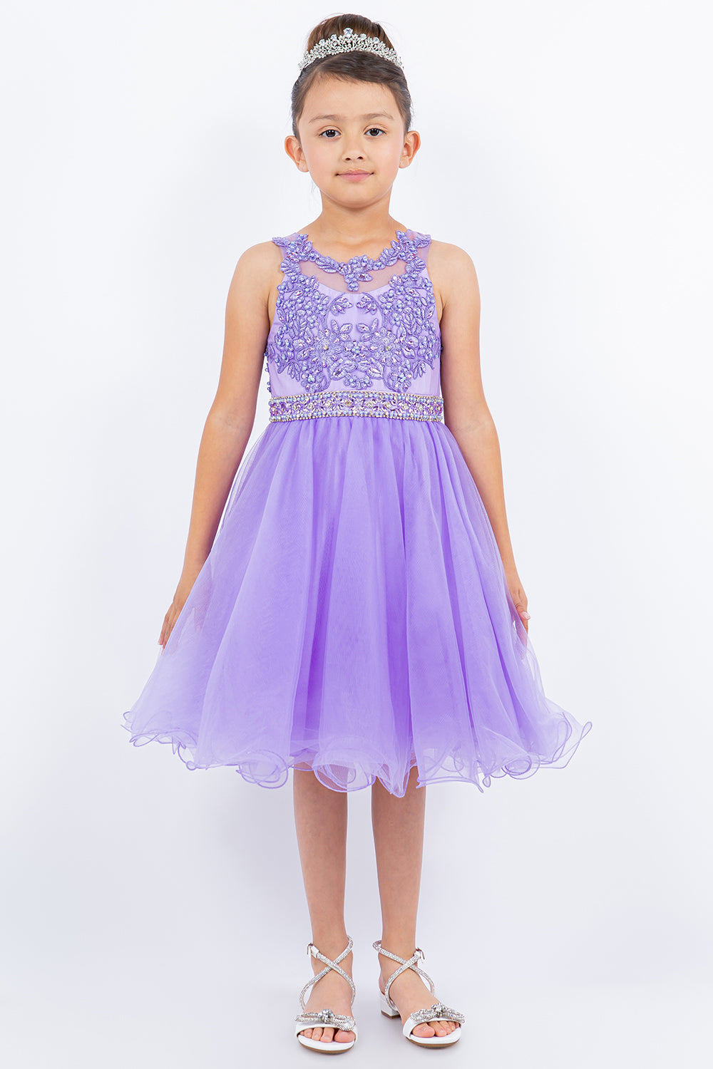 Flower Girl Dresses Short Beaded Lace Flower Girl Dress Lilac