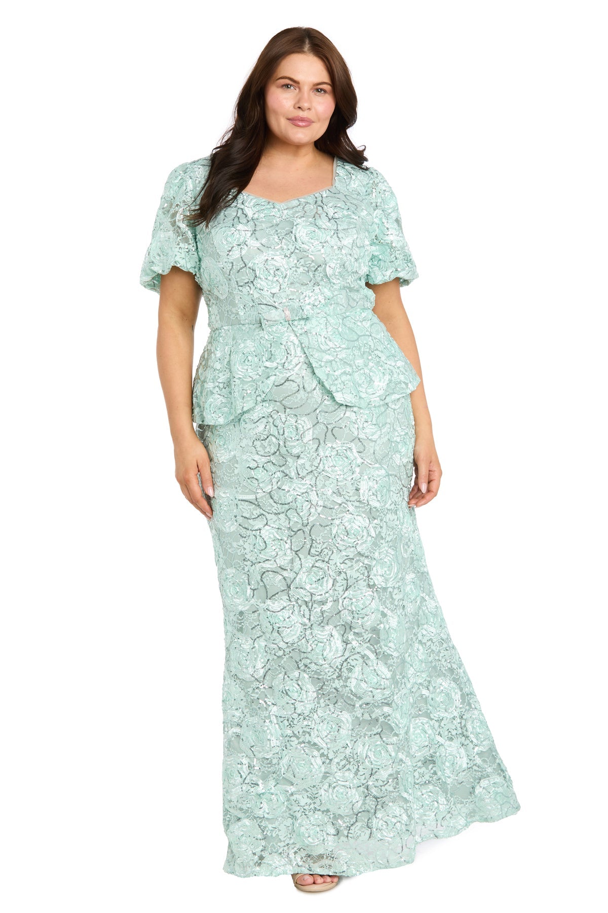 Scoop Floor-Length Lace Formal A-Line R&M Richards 5016W