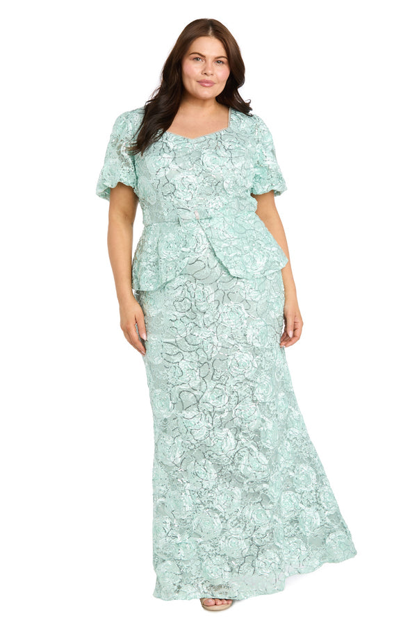 Scoop Floor-Length Lace Formal A-Line R&M Richards 5016W