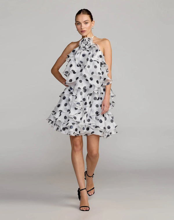 Halter Mini Organza Cocktail A-Line Dress Mac Duggal 50171