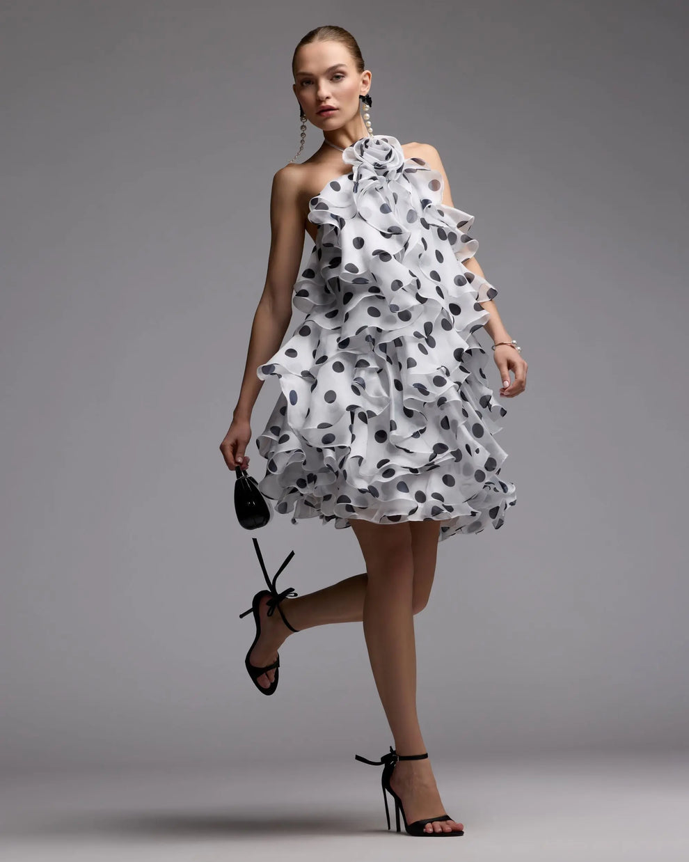 Halter Mini Organza Cocktail A-Line Dress Mac Duggal 50171