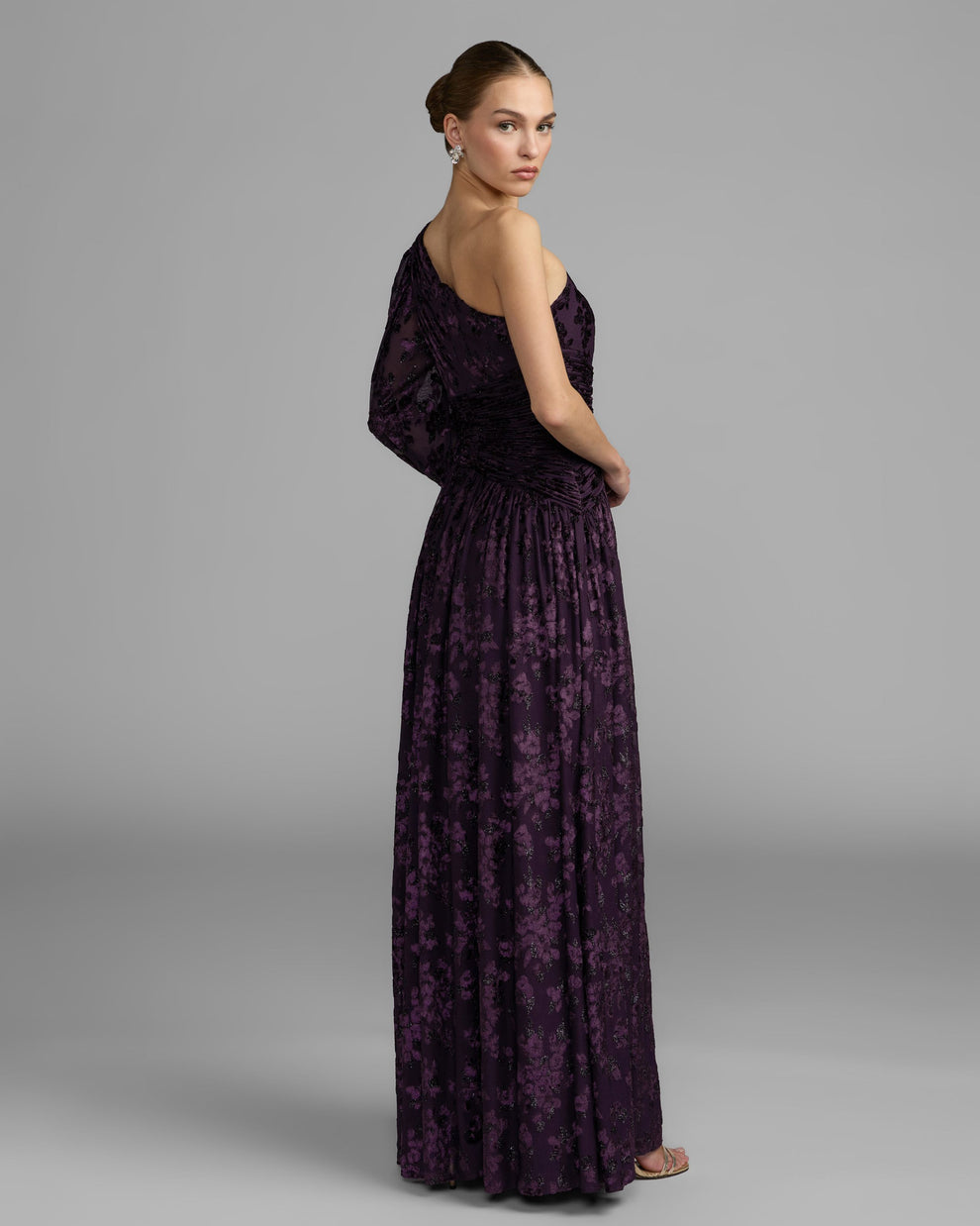 One-Shoulder Floor-Length Velvet Formal Fit & Flare Mac Duggal 50179