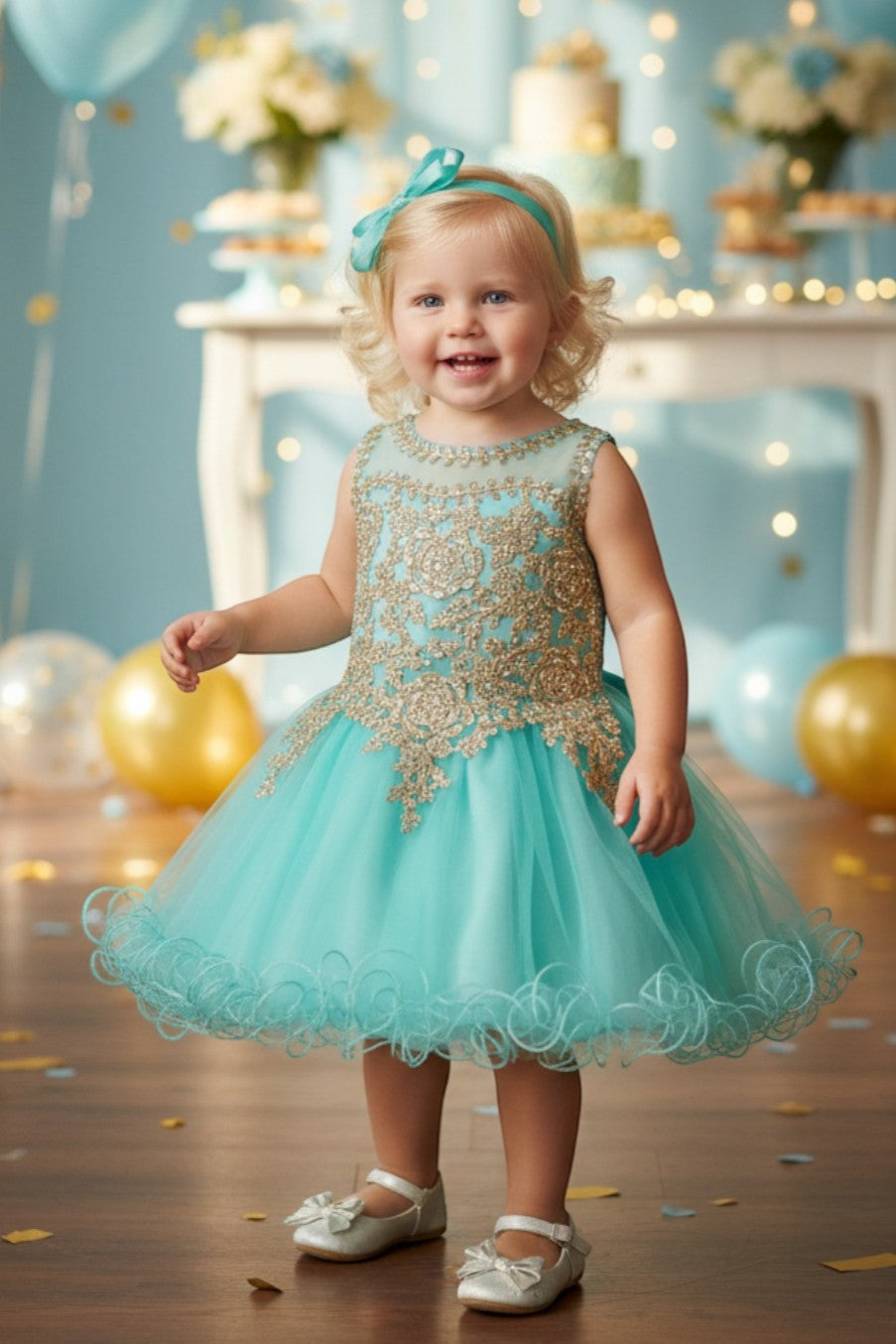 Illusion Knee-Length Tulle Flower Girl Ball Gown Cinderella Couture 5017B