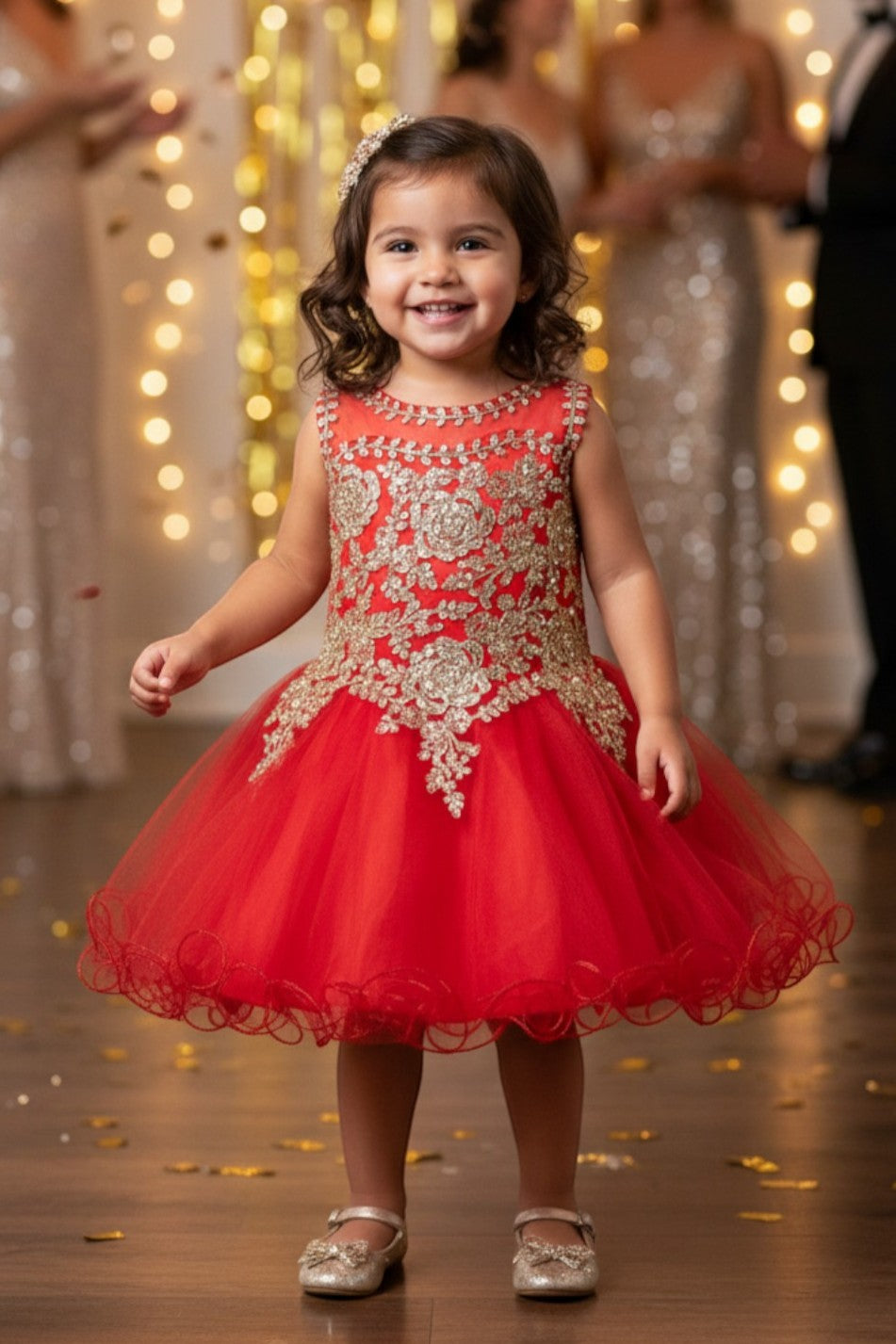 Illusion Knee-Length Tulle Flower Girl Ball Gown Cinderella Couture 5017B