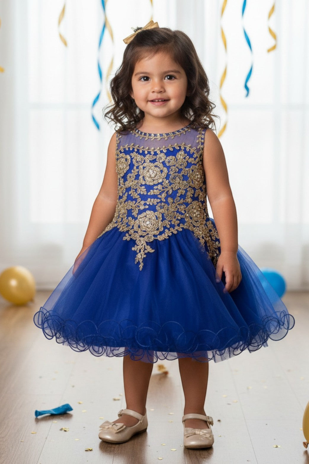 Illusion Knee-Length Tulle Flower Girl Ball Gown Cinderella Couture 5017B