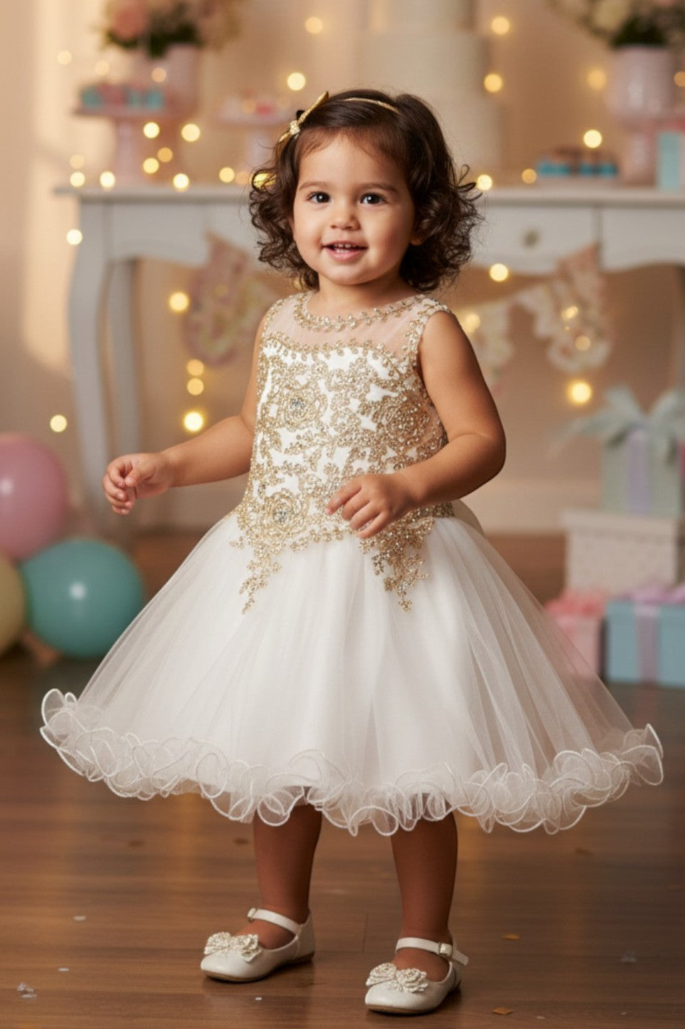 Illusion Knee-Length Tulle Flower Girl Ball Gown Cinderella Couture 5017B