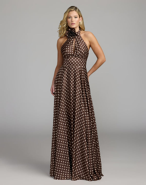 Halter Floor-Length Satin Formal A-Line Mac Duggal 50210