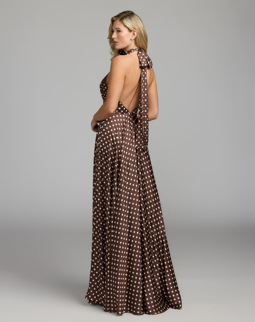 Halter Floor-Length Satin Formal A-Line Mac Duggal 50210