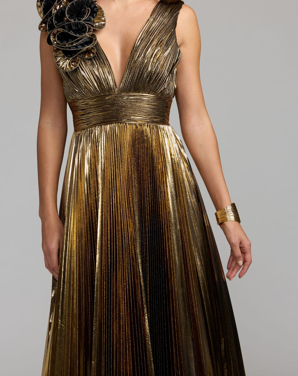 V-Neck Floor-Length Satin Prom A-Line Mac Duggal 50212