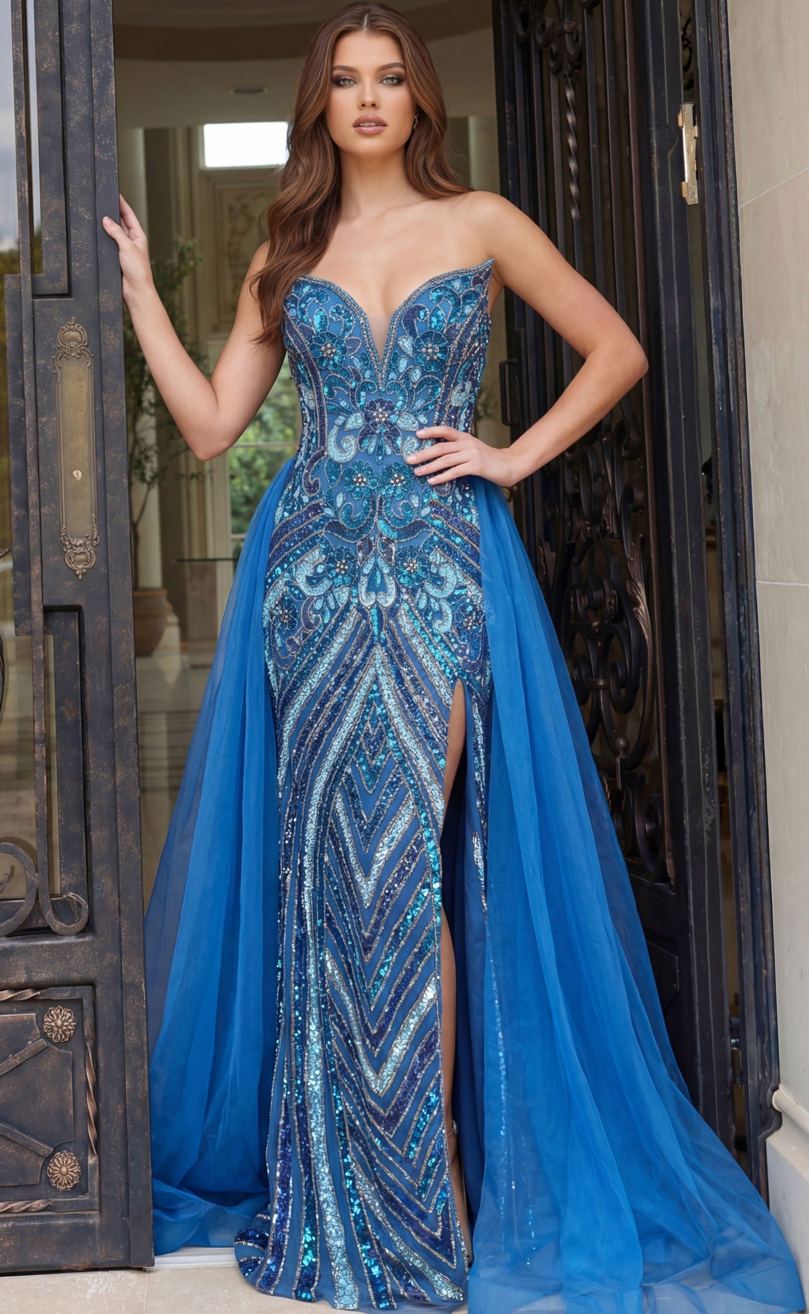 Prom Dresses Long Formal Beaded Evening Prom Dress Jovani 50222 Peacock