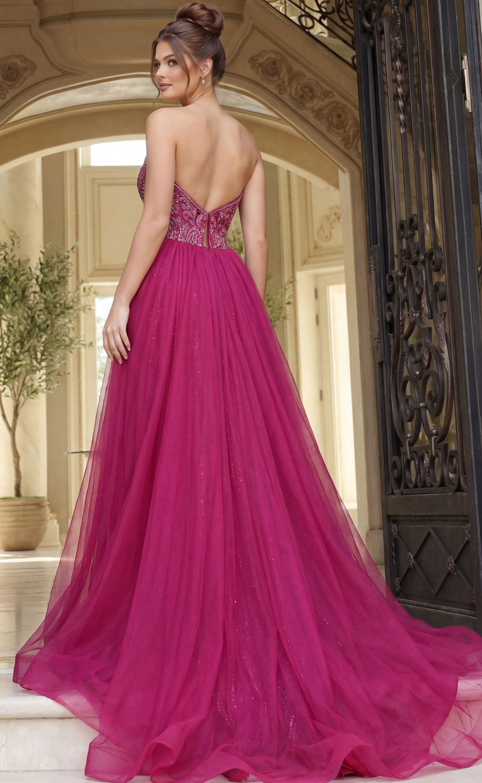 Prom Dresses Long Formal Beaded Evening Prom Dress Jovani 50222 Fuchsia