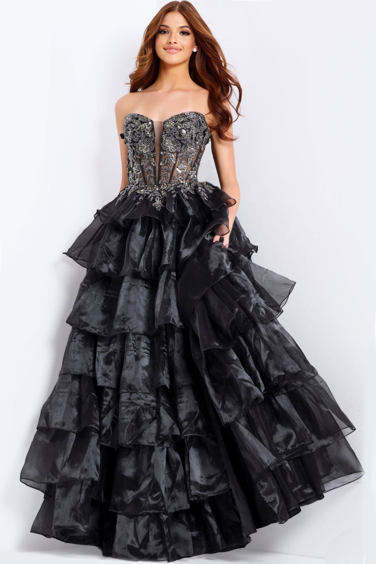 Prom Dresses Long Formal Corset Beaded Prom Dress Black