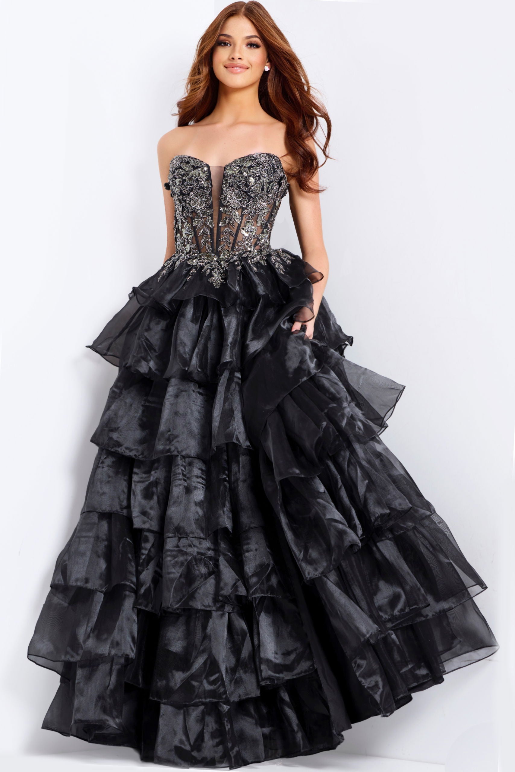 Prom Dresses Long Formal Corset Beaded Prom Dress Black