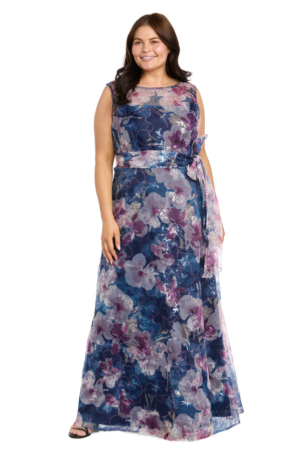 Bateau Sleeveless Floral Chiffon Evening Gown by R&M Richards 5025W