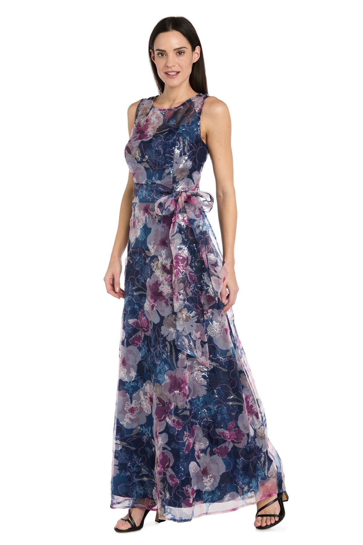 Round Neck Long Floral Evening Dress by R&M Richards 5025P