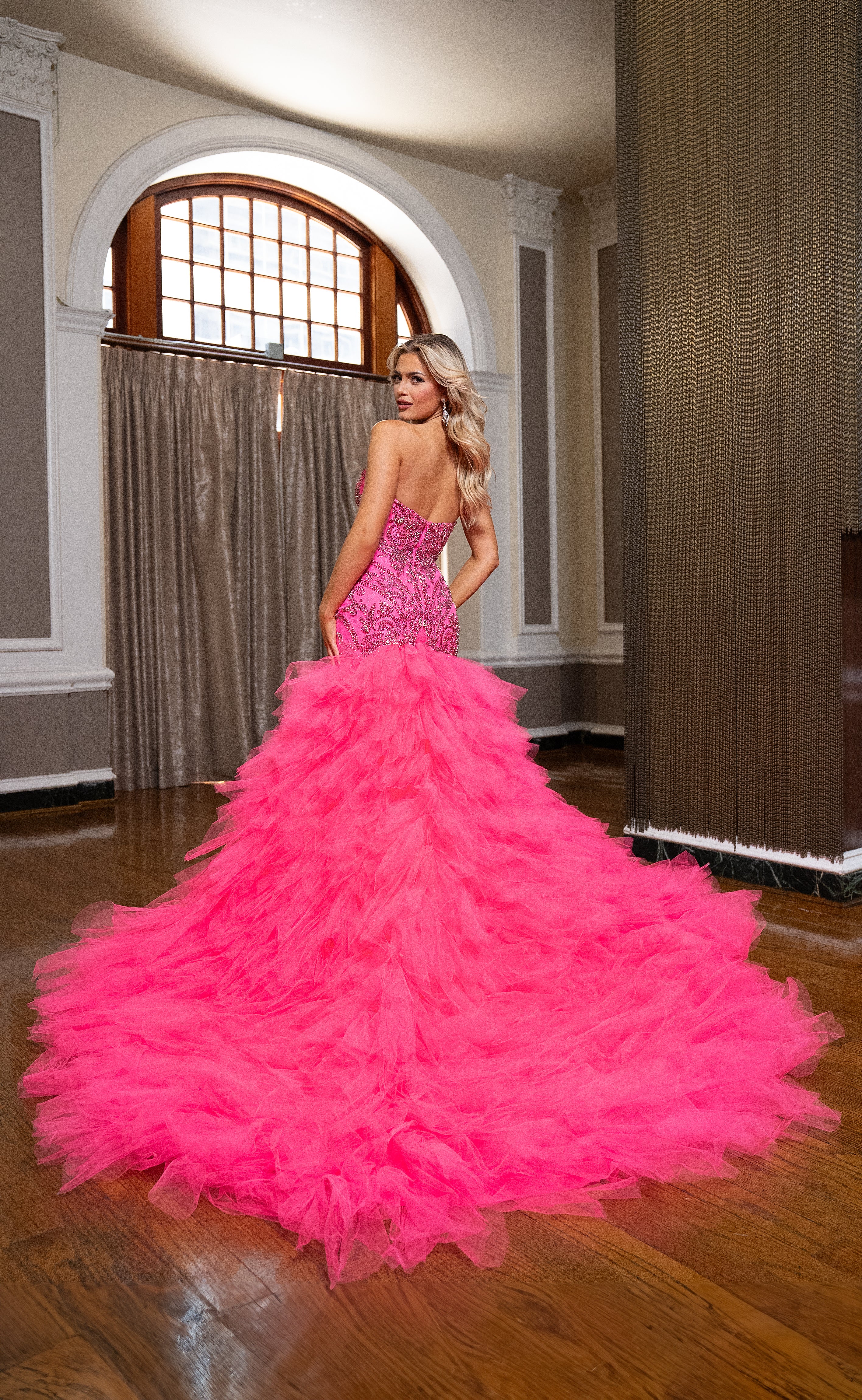 Prom Dresses Fitted Long Prom Formal Dress Hot Pink