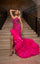 Prom Dresses Mermaid Long Formal Fitted Ruffled Prom Dress Hot Pink