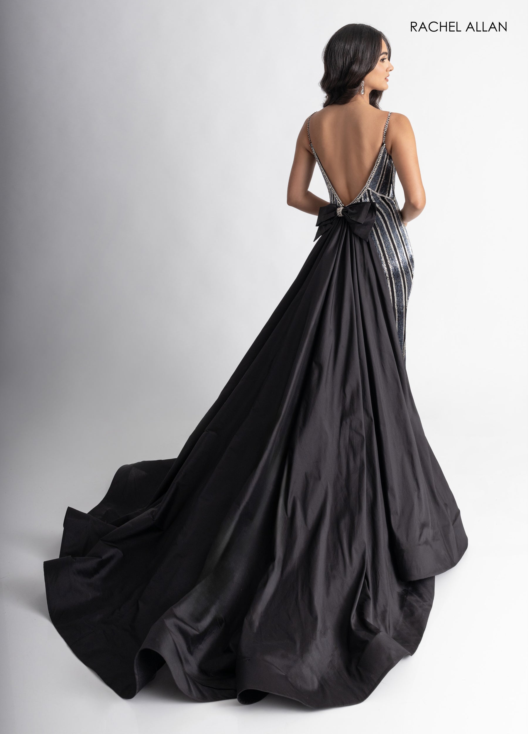 Prom Dresses Long Slit Beaded Formal Prom Dress Black Gunmetal Silver