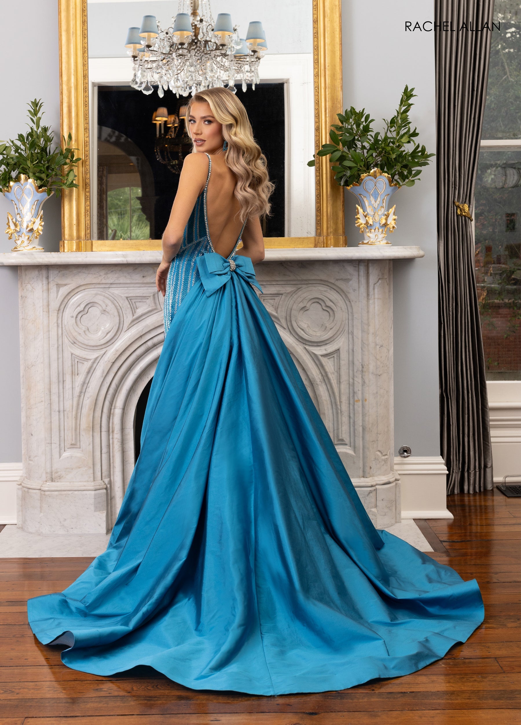 Prom Dresses Long Slit Beaded Formal Prom Dress Turquoise Silver