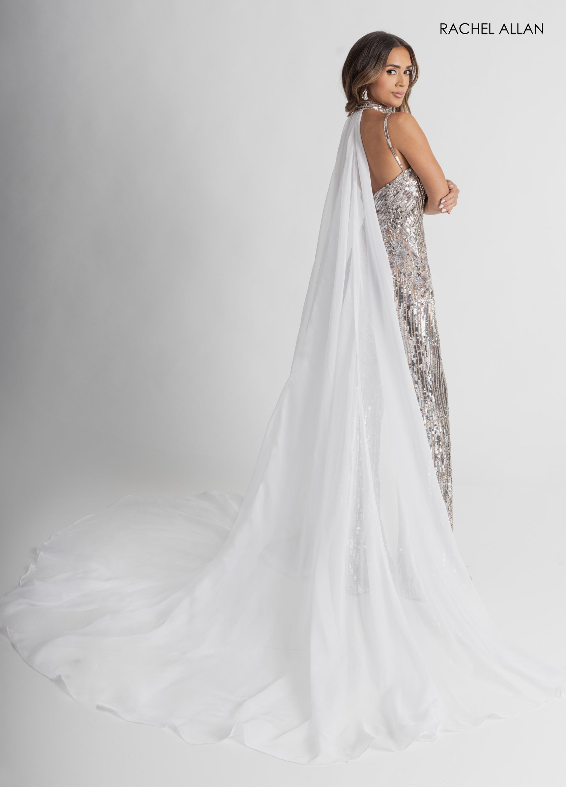 Jumpsuit Long Formal Sequin Jumpsuit Nude Silver White