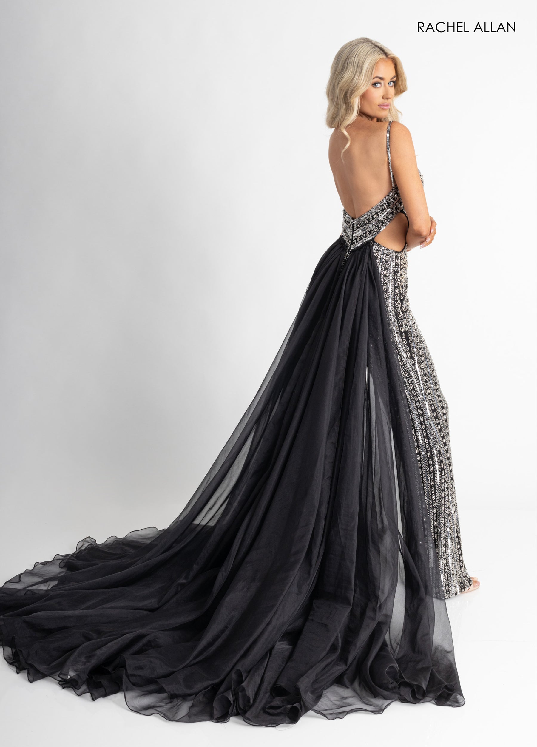 Jumpsuit Long Beaded Formal Evening Jumpsuit Black Silver