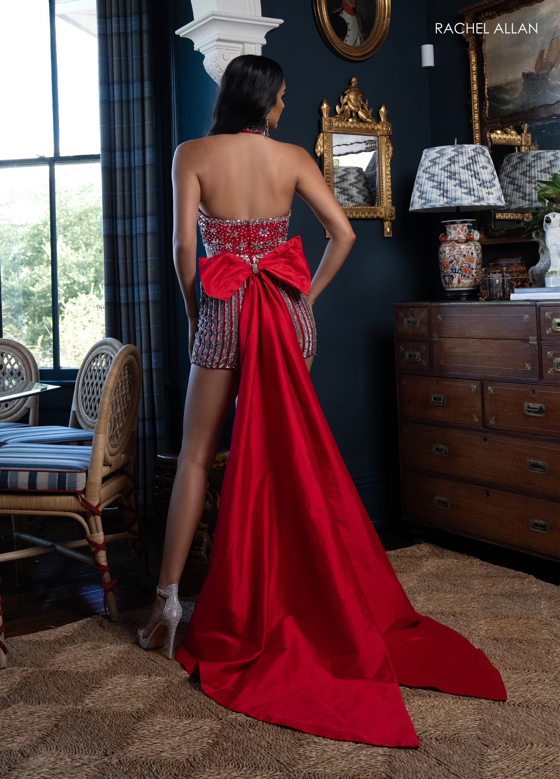 Jumpsuit Beaded Fitted Short Mini Jumpsuit Red