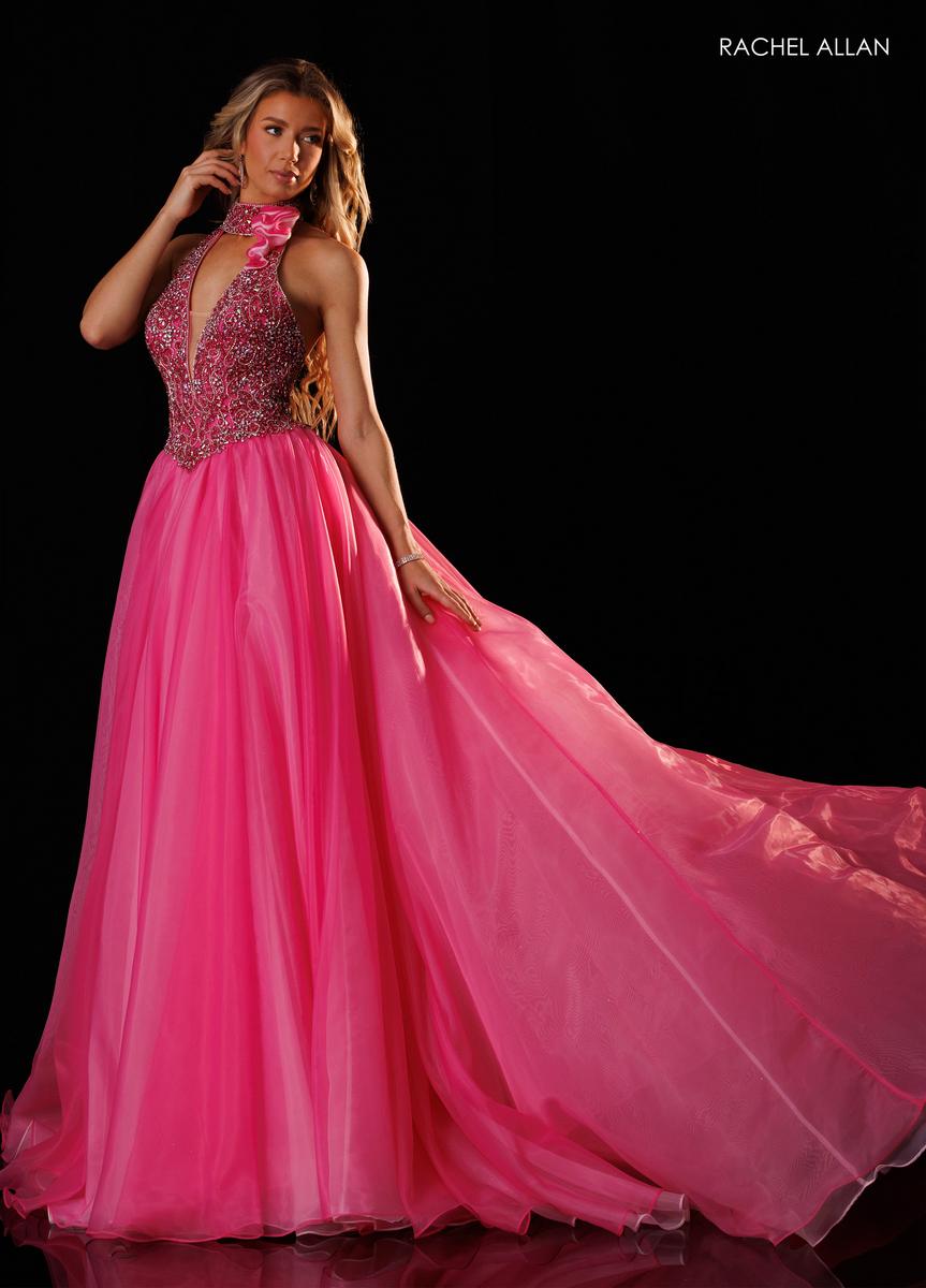 Halter Floor-Length Tulle Prom Ball Gown Rachel Allan 50420