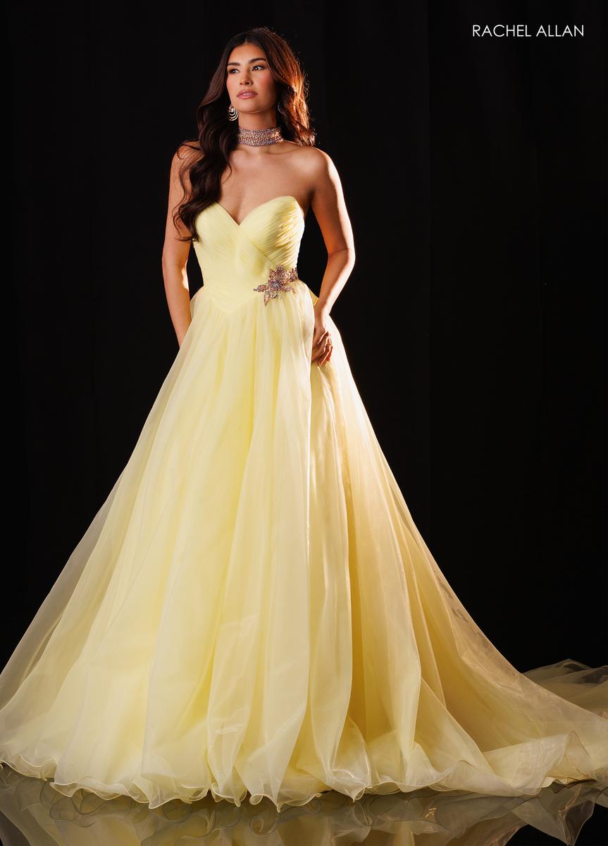 Strapless Curved Neck Floor-Length Tulle Prom Ball Gown Rachel Allan 50424