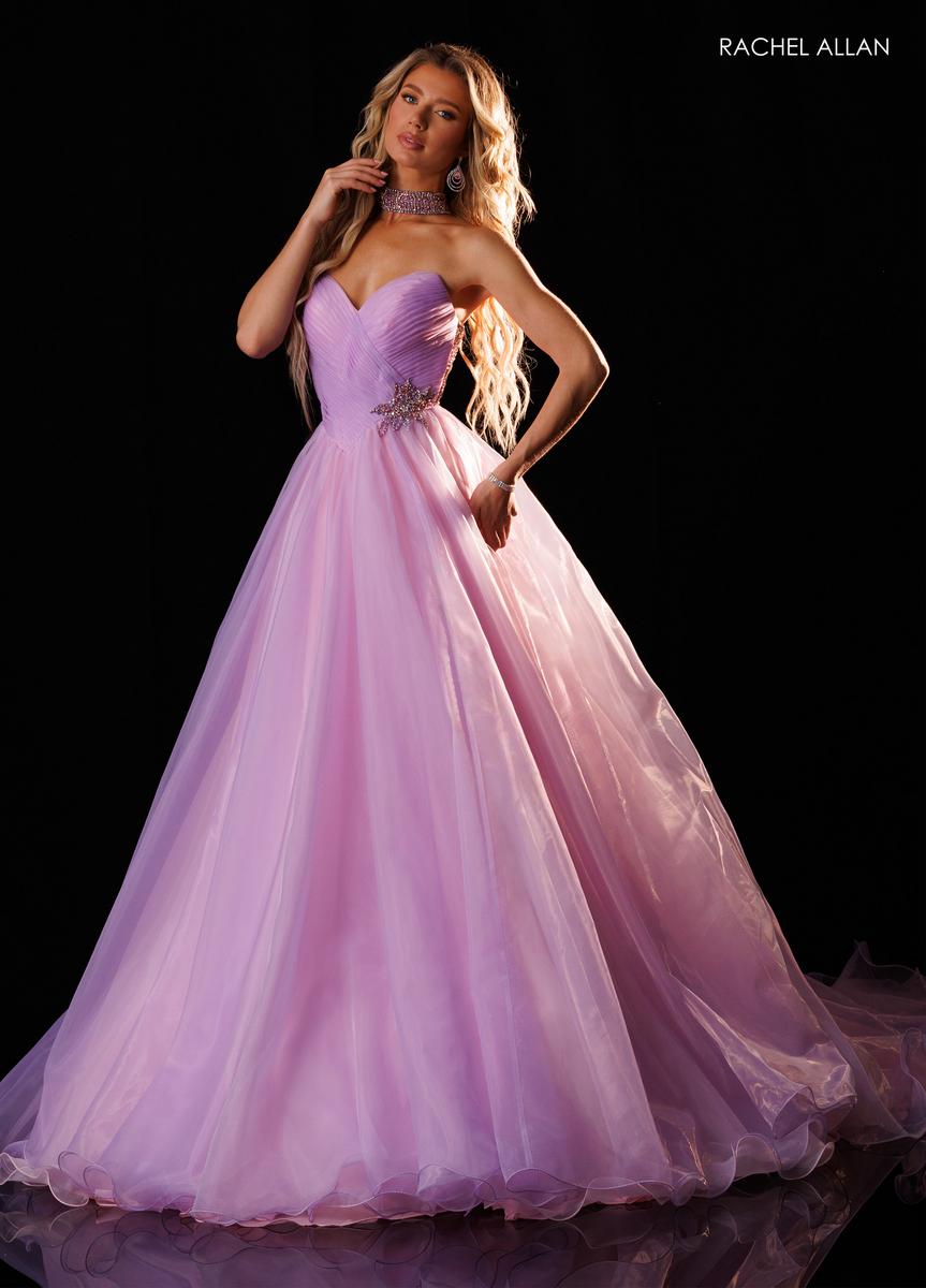 Strapless Curved Neck Floor-Length Tulle Prom Ball Gown Rachel Allan 50424
