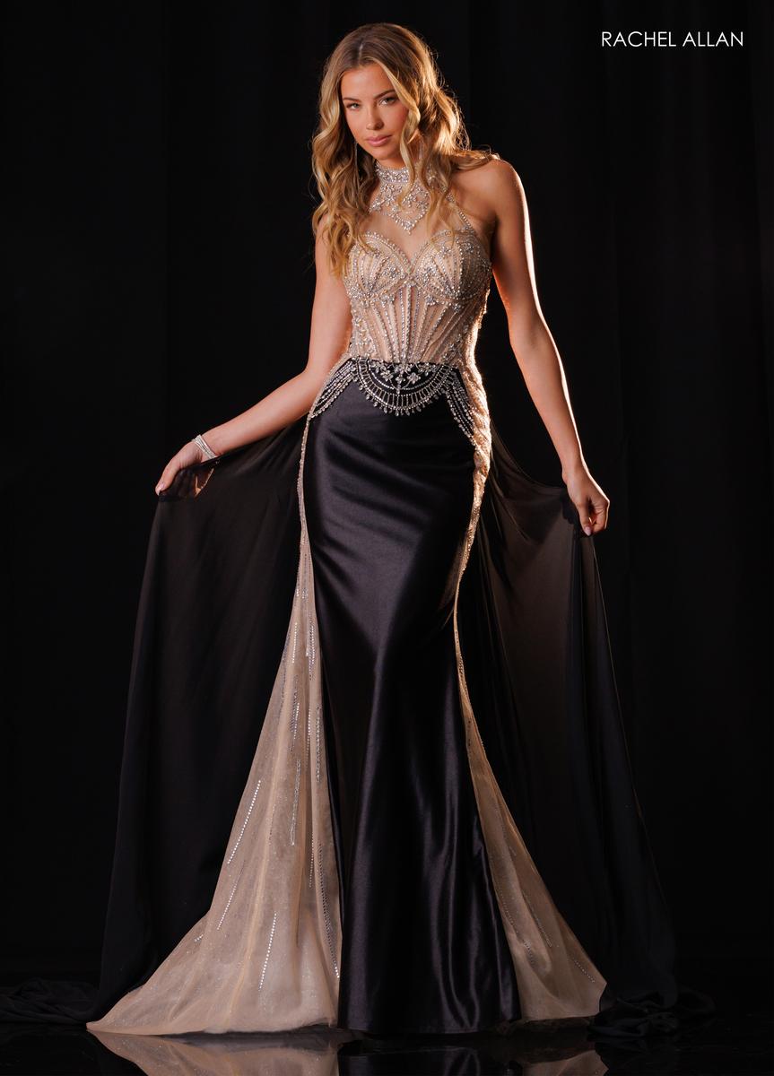 Halter Floor-Length Satin Prom Mermaid Rachel Allan 50425