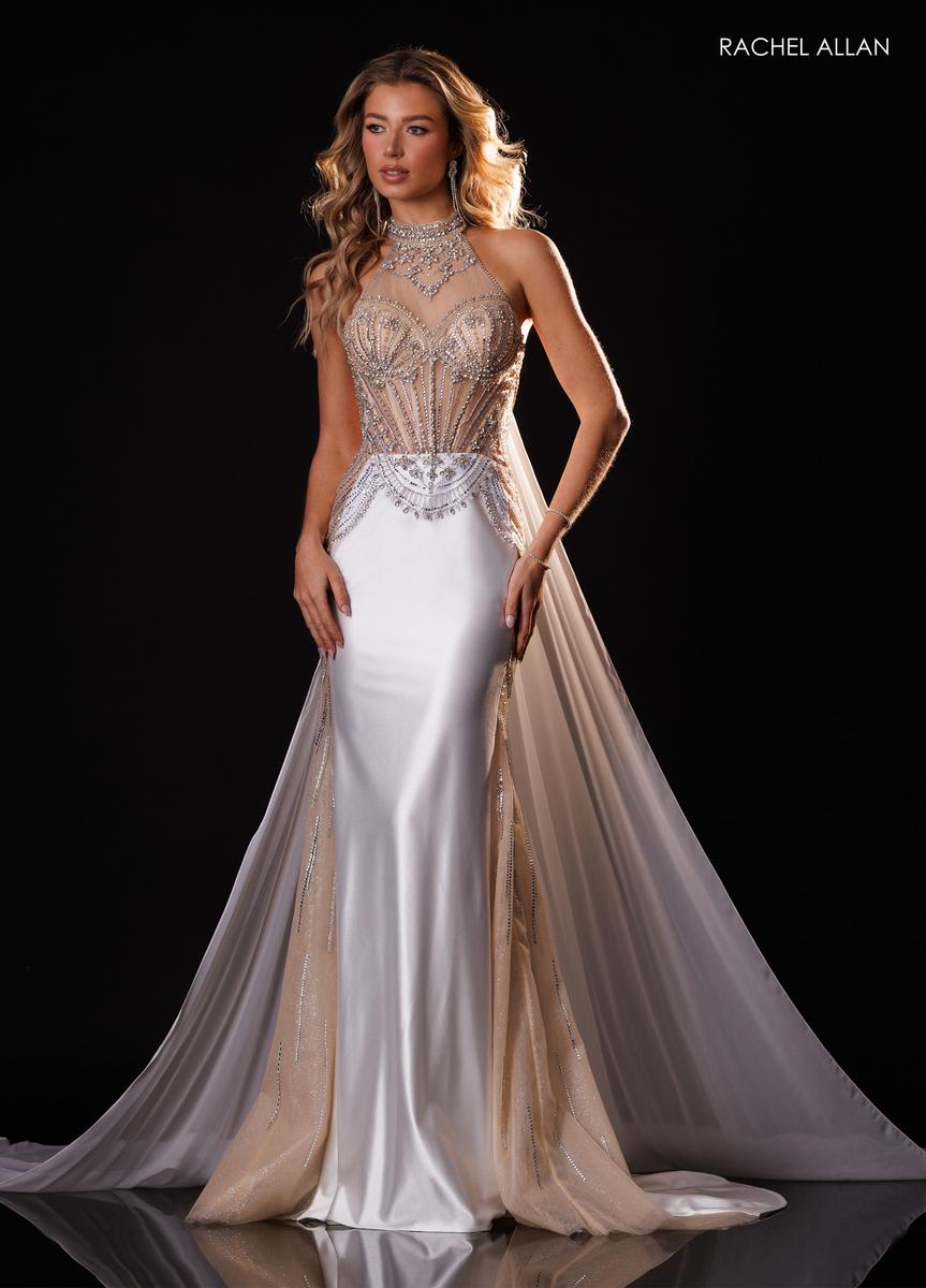Halter Floor-Length Satin Prom Mermaid Rachel Allan 50425