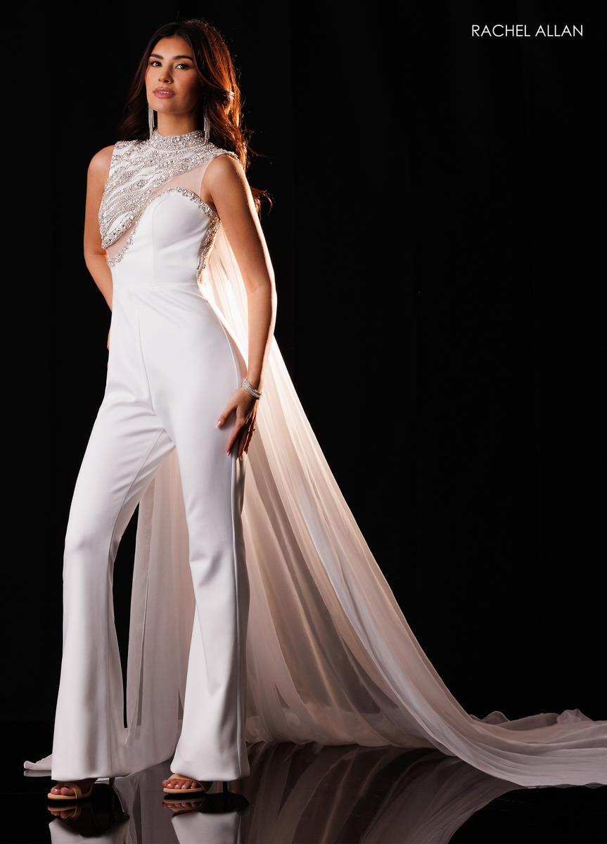 Crew/High-Neck Floor-Length Jersey Formal Sheath Rachel Allan 50432