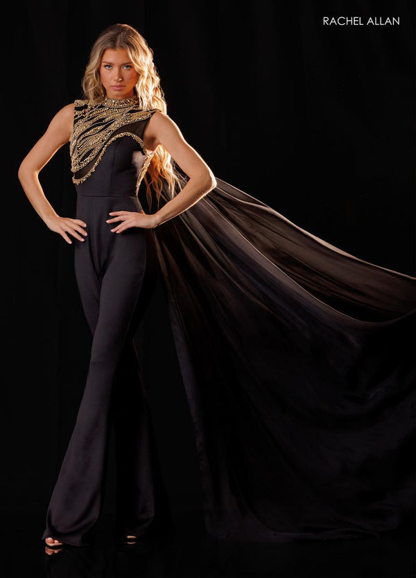 Crew High-Neck Floor-Length Jersey Formal Sheath Rachel Allan 50432
