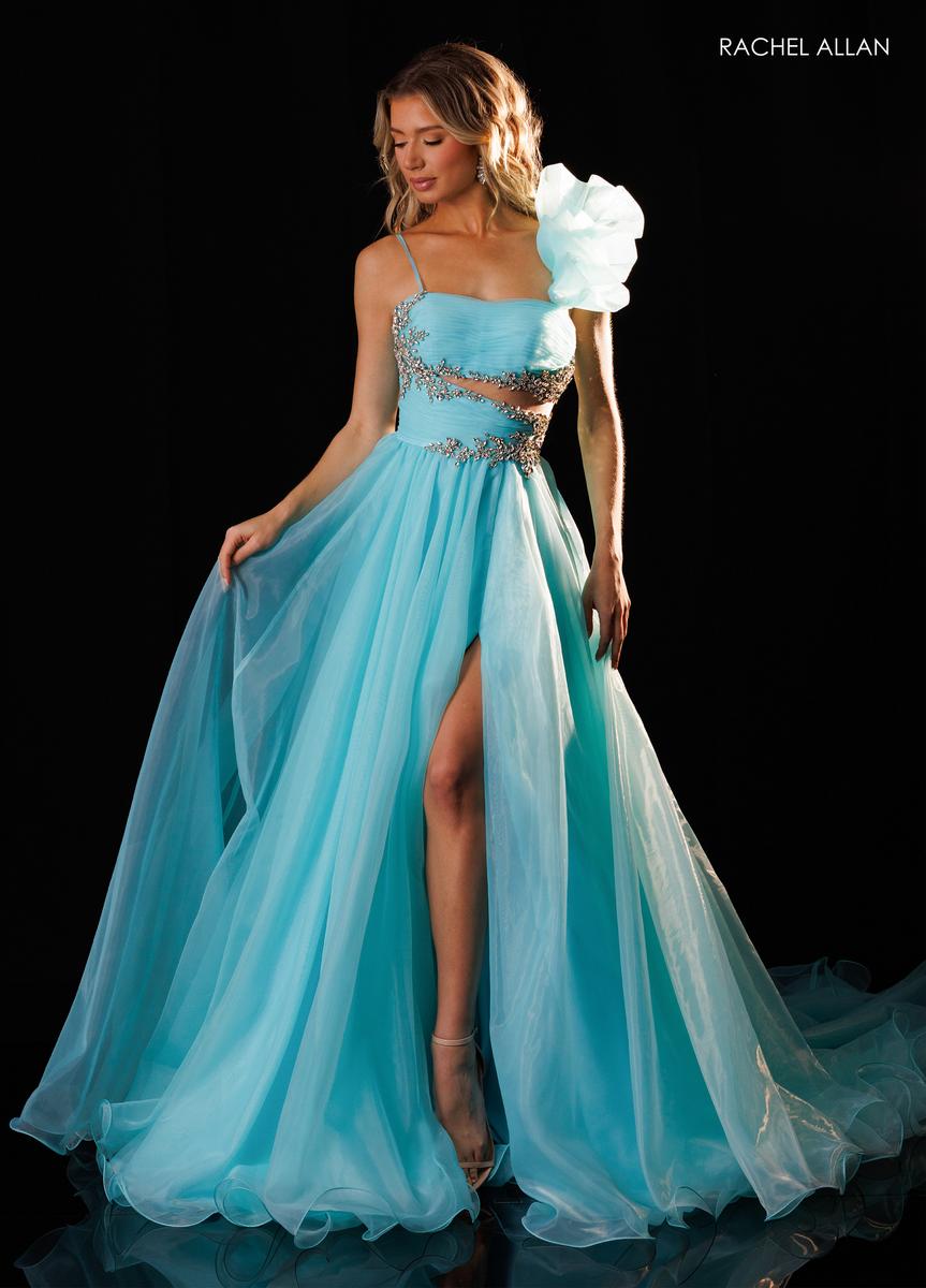 One-Shoulder Floor-Length Tulle Prom A-Line Rachel Allan 50437