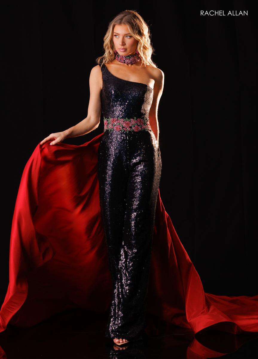 One-Shoulder Floor-Length Sequin Formal Sheath Rachel Allan 50438