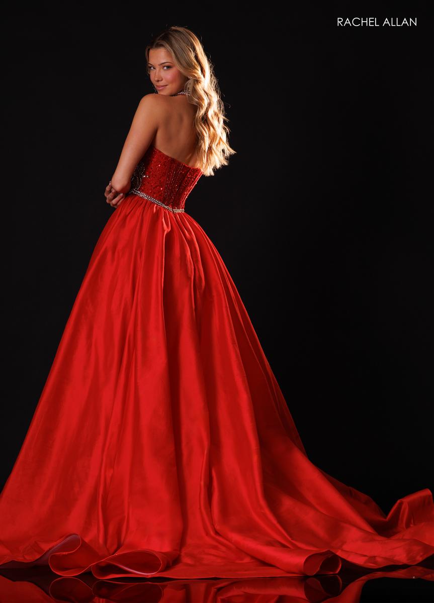 Strapless Straight Neck Floor-Length Satin Formal A-Line Rachel Allan 50439